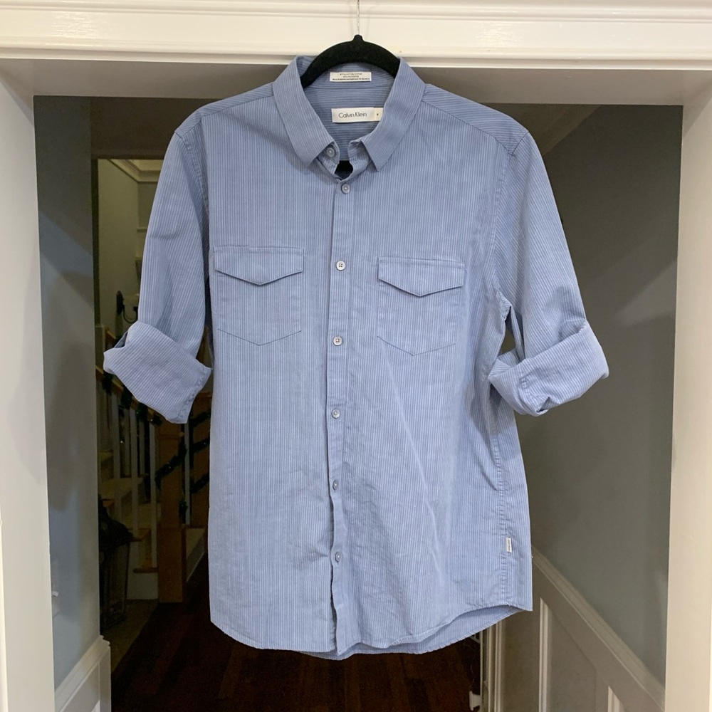 Calvin Klein Blue Pinstripe Button Down
